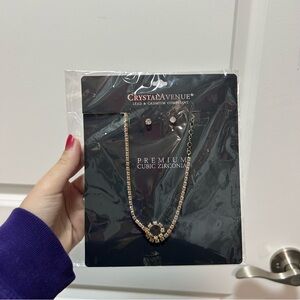 Gold and Silver Cubic Zirconia Necklace Set